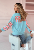 Sweatshirt oversize z nadrukiem San Francisco  niebiesko-Rosa