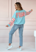 Sweatshirt oversize z nadrukiem San Francisco  niebiesko-Rosa