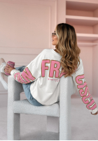 Sweatshirt oversize z nadrukiem San Francisco biało-Rosa