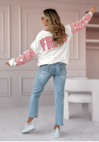 Sweatshirt oversize z nadrukiem San Francisco biało-Rosa