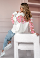 Sweatshirt oversize z nadrukiem San Francisco biało-Rosa