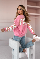 Sweatshirt oversize z nadrukiem San Francisco różowo-Weiß