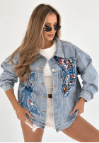 Jeans Jacke Butterfly Diamonds Blau