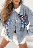 Jeans Jacke Butterfly Diamonds Blau