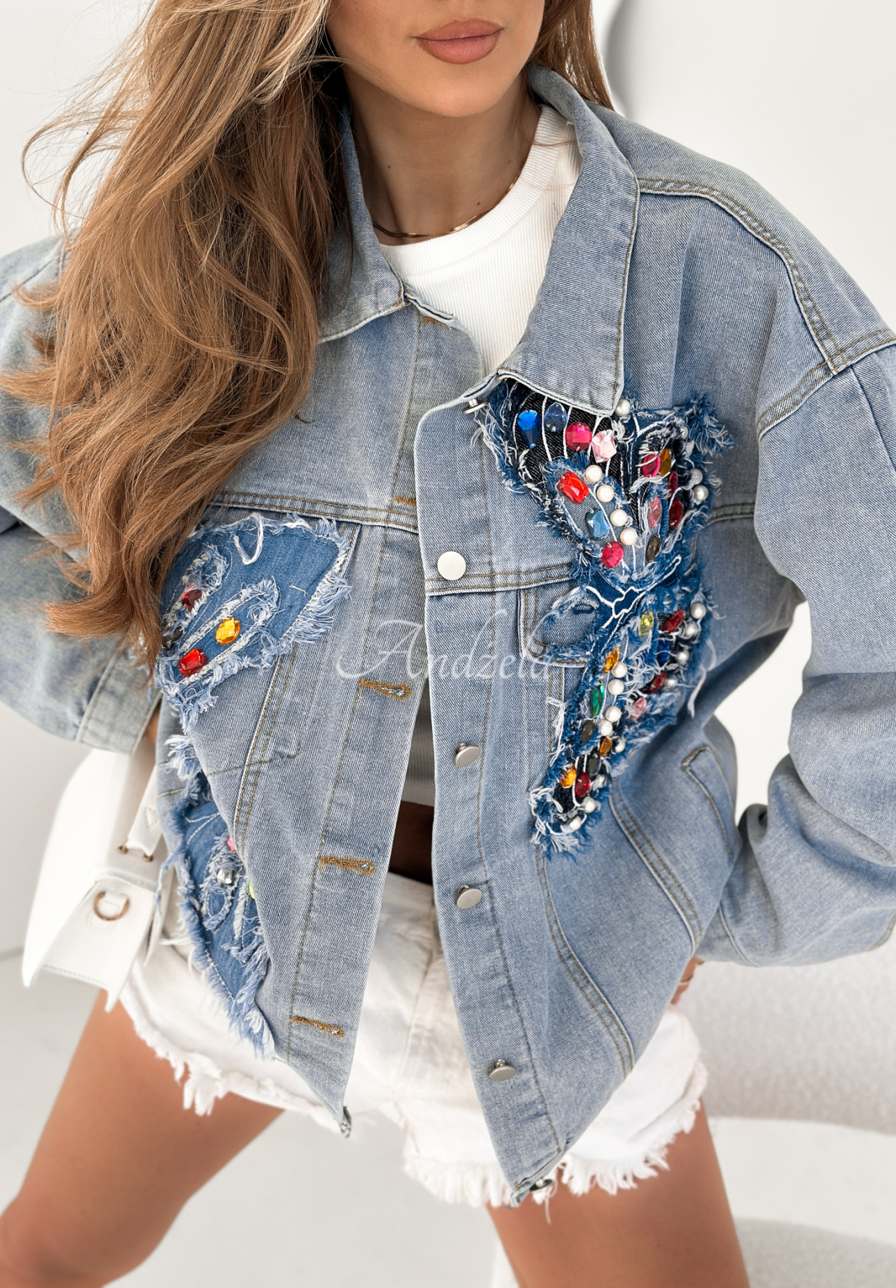 Denim-Jacke Butterfly Diamonds Blau