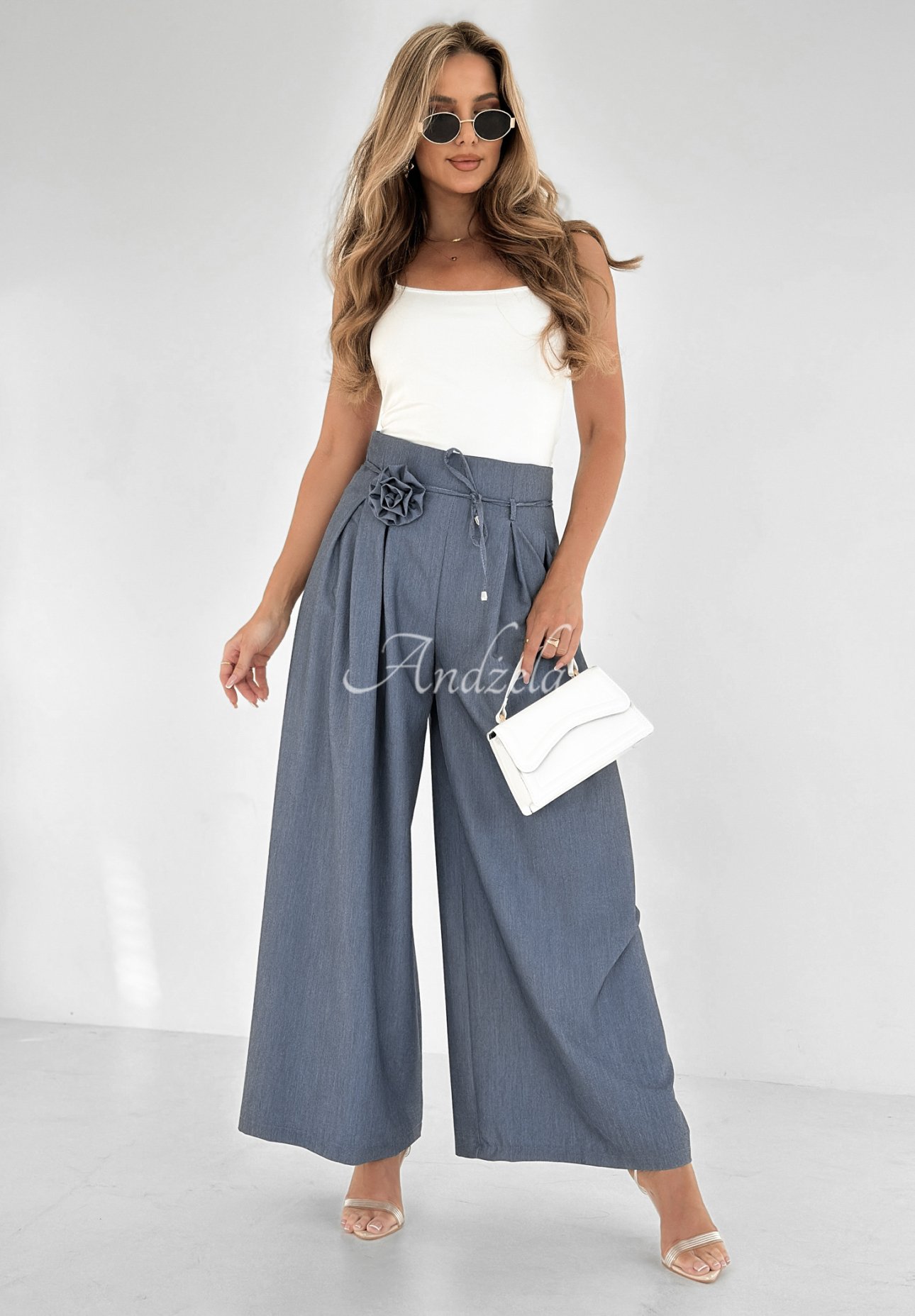 Stoffhose wide leg mit Rose Make Me Happier Jeans