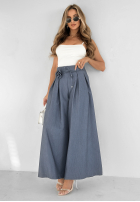 Material Hose wide leg z różą Make Me Happier Dunkelblau