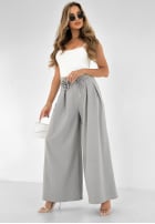 Material Hose wide leg z różą Make Me Happier Grau