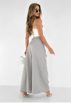 Material Hose wide leg z różą Make Me Happier Grau