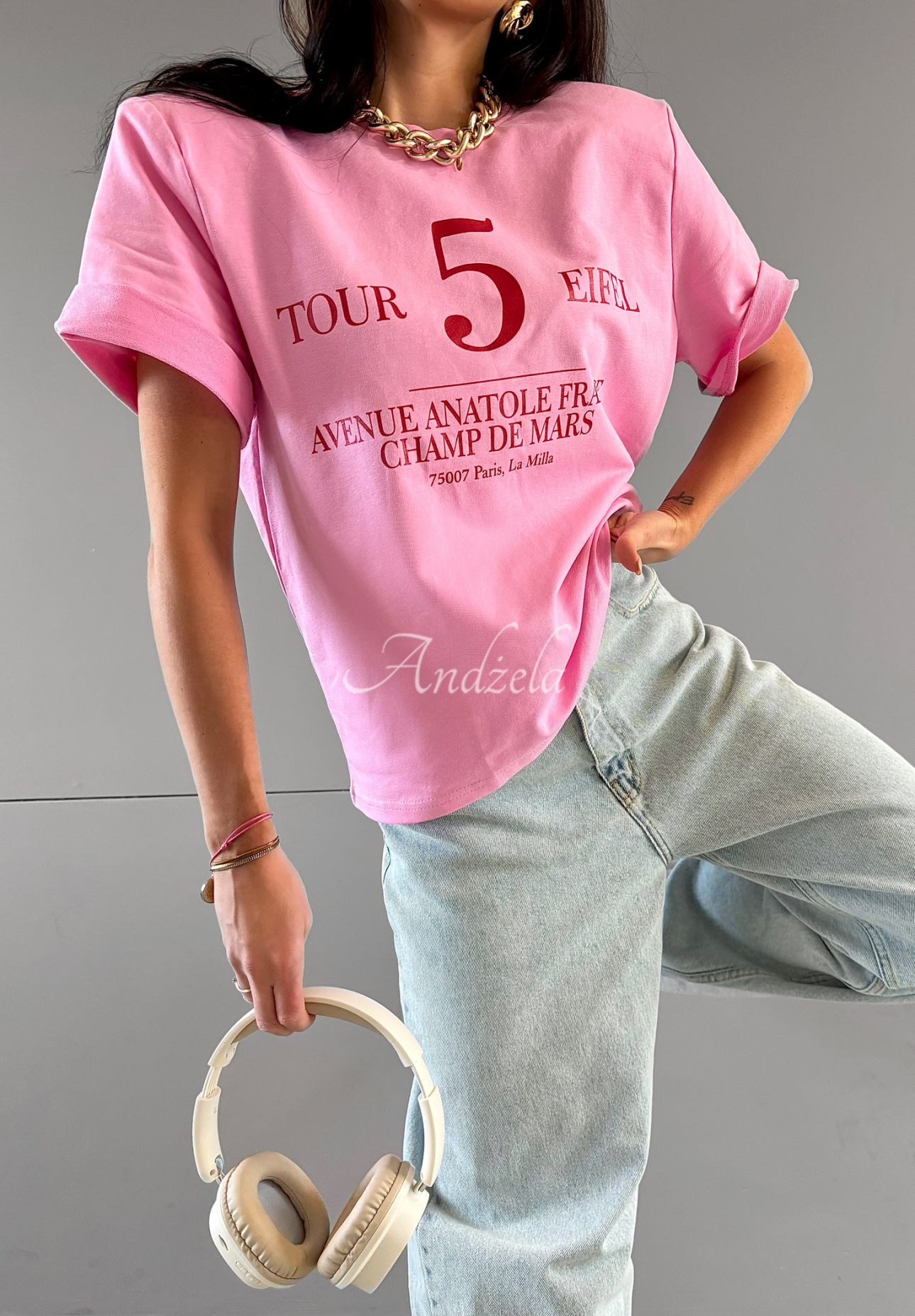 T-Shirt mit Aufdruck La Milla Tour 5 Rosa