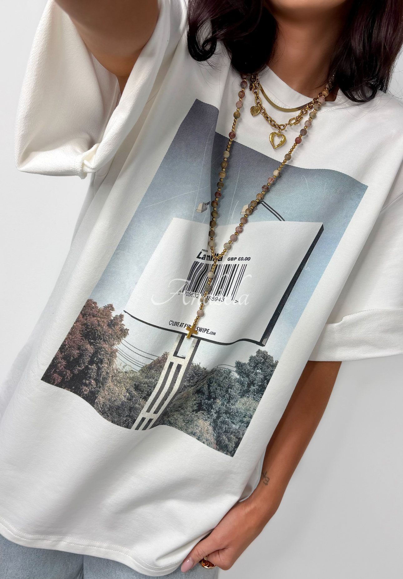 La Milla Sign ecru printed t-shirt