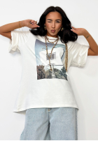 T-shirt z nadrukiem La Milla Sign ecru