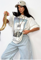 T-shirt z nadrukiem La Milla Sign ecru