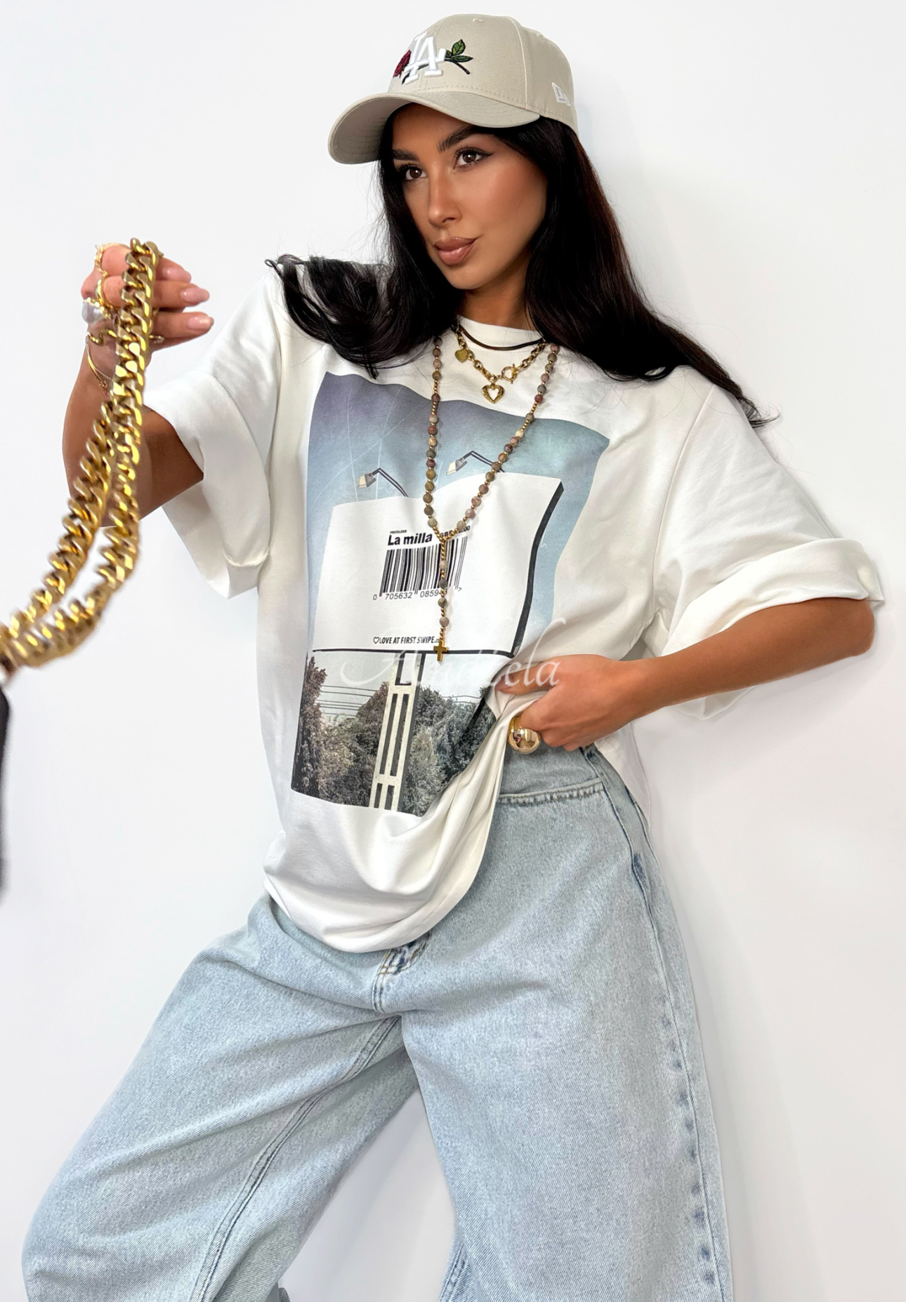 La Milla Sign ecru printed t-shirt