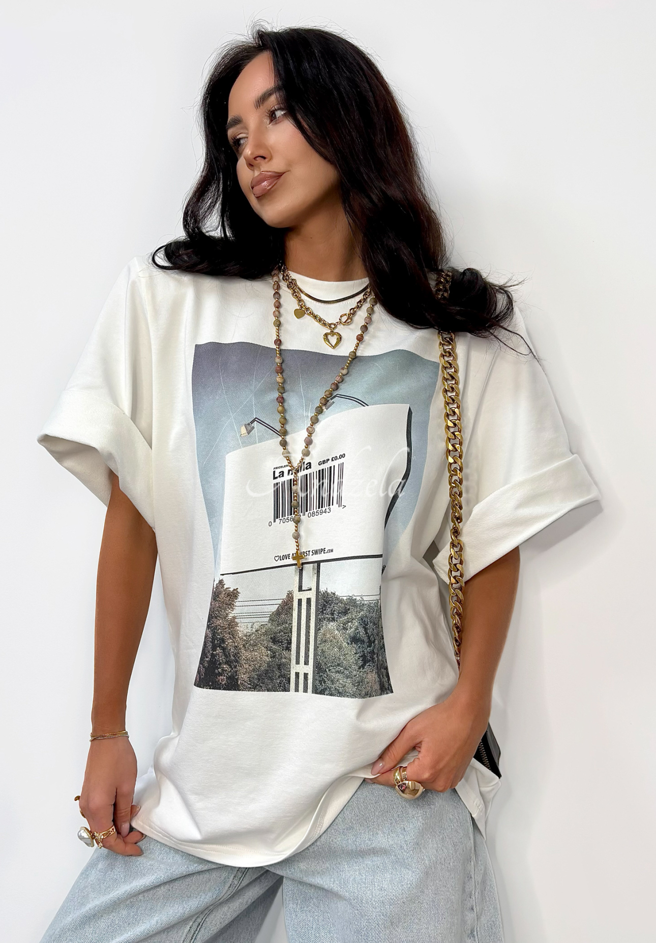 La Milla Sign ecru printed t-shirt