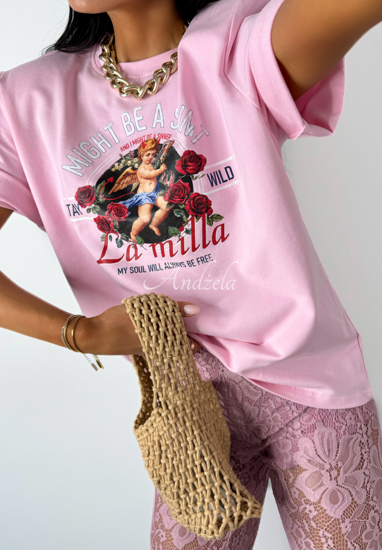 T-Shirt mit Aufdruck La Milla Might Be Rosa