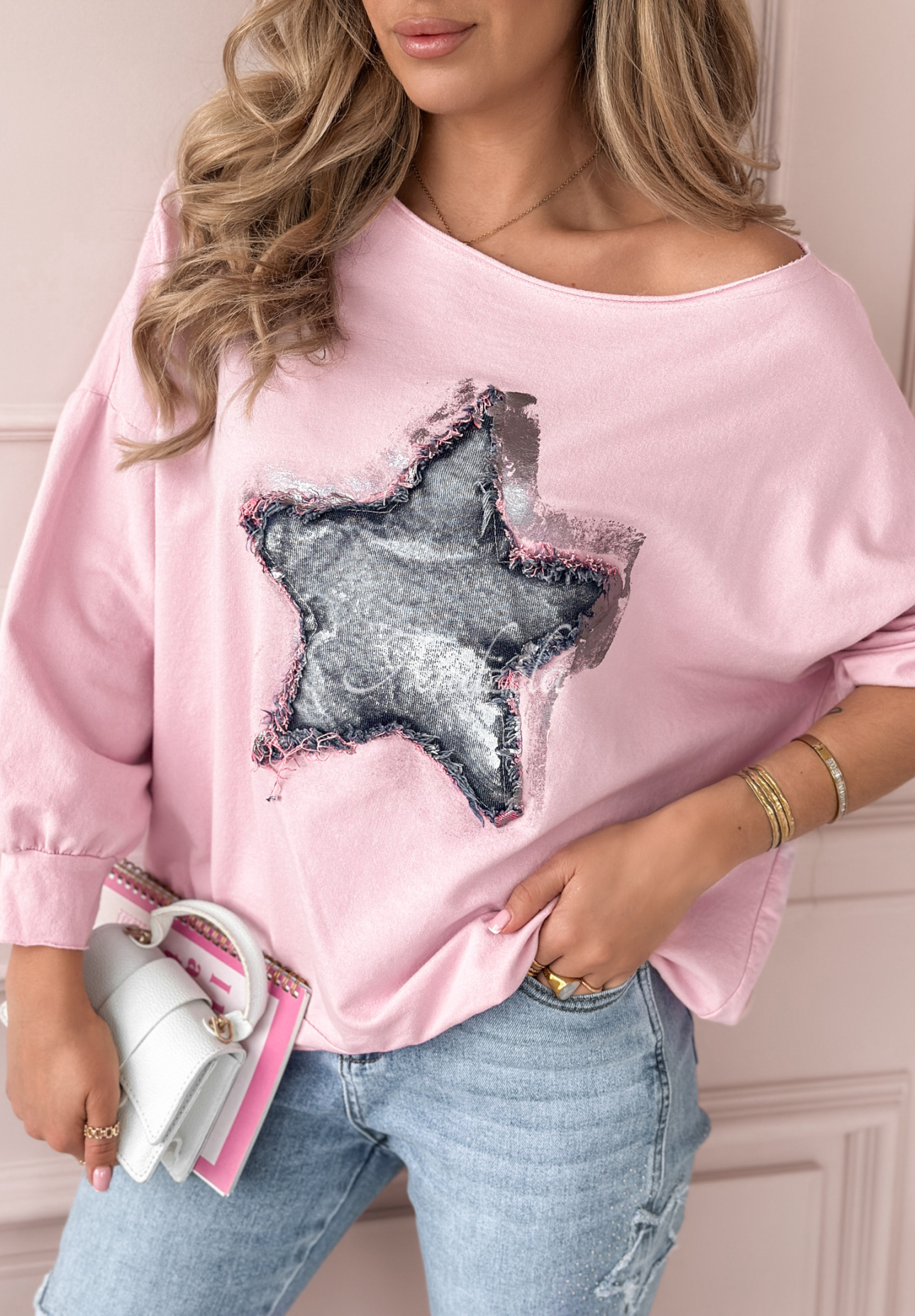 Sweatshirt mit Print Jeans Star Rosa