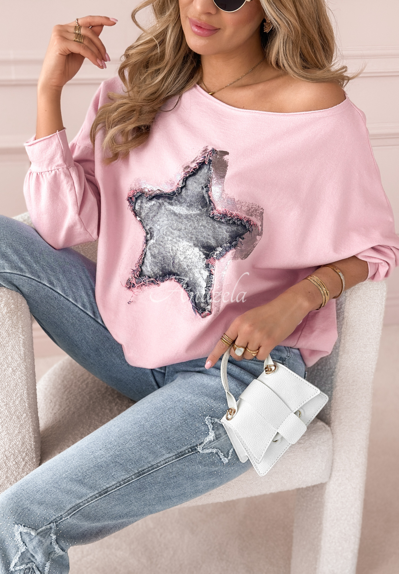 Sweatshirt mit Print Jeans Star Rosa