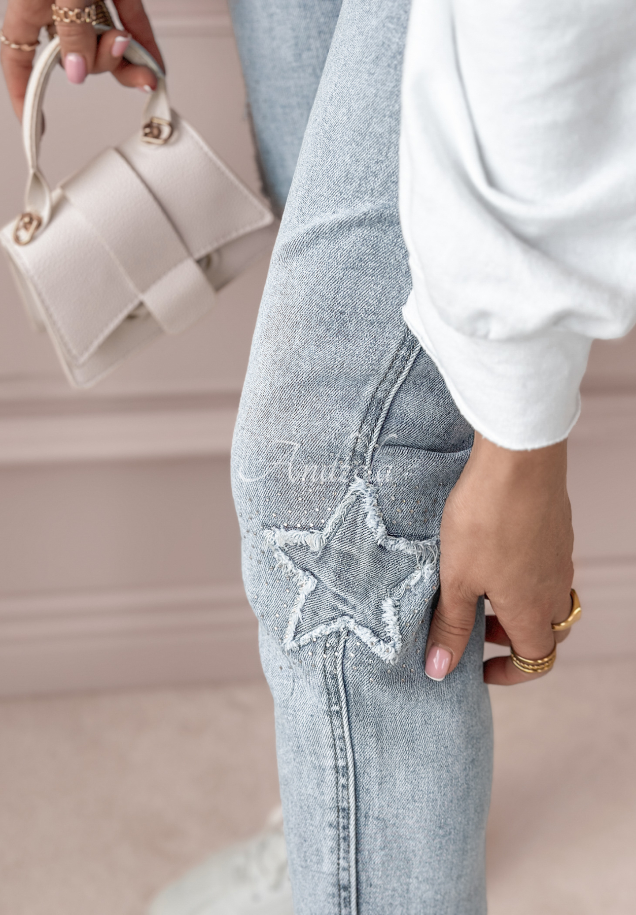 Denim-Hose mit Sternen Catch The Stars Hellblau