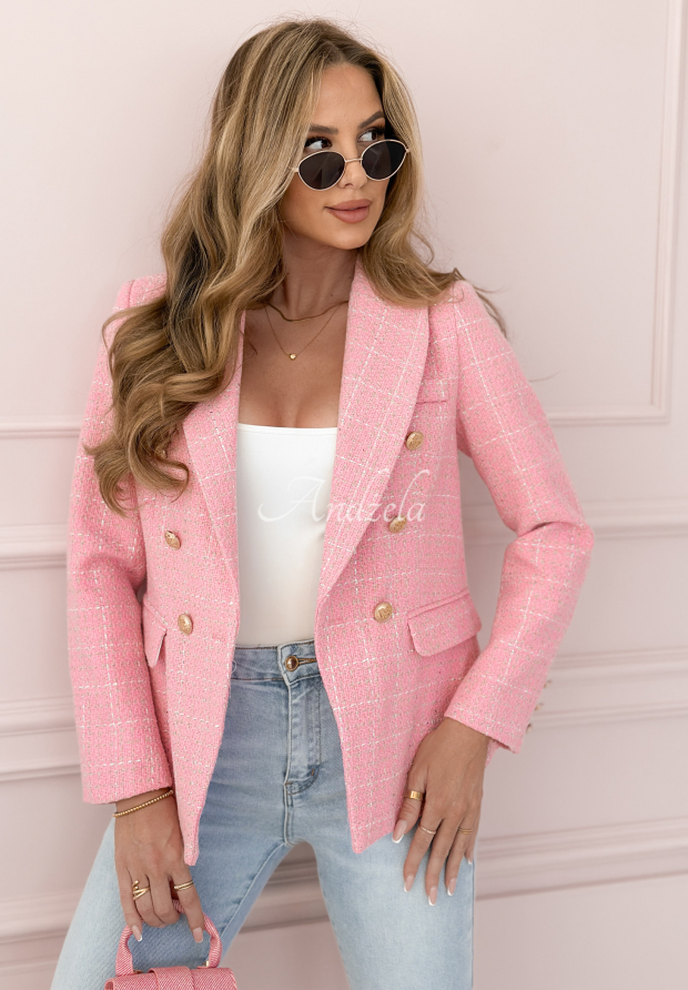 Karierter Tweedblazer Any Version Rosa