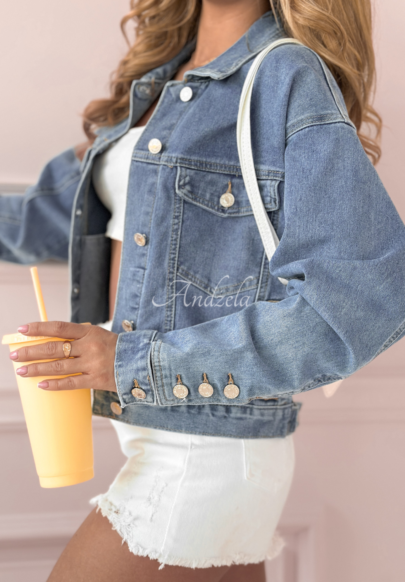 Denim-Jacke Follow Your Dreams Blau