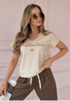 T-Shirt z nadrukiem Cestlavie Beige