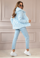 Krótka pikowana kurtka z kapturem Days Are Brighter błękitna