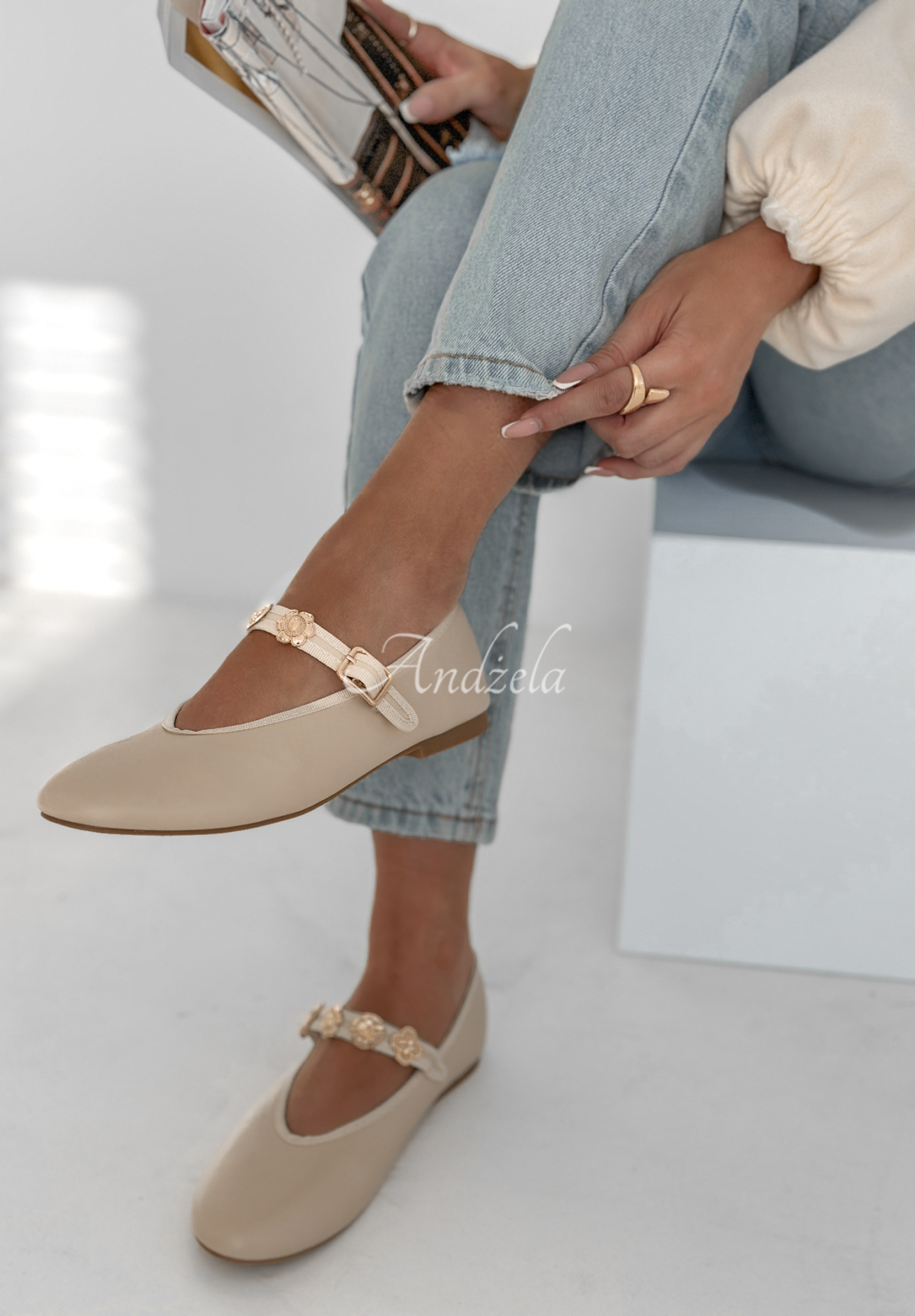 Ballerinas mit Riemen Like A Dancer Beige