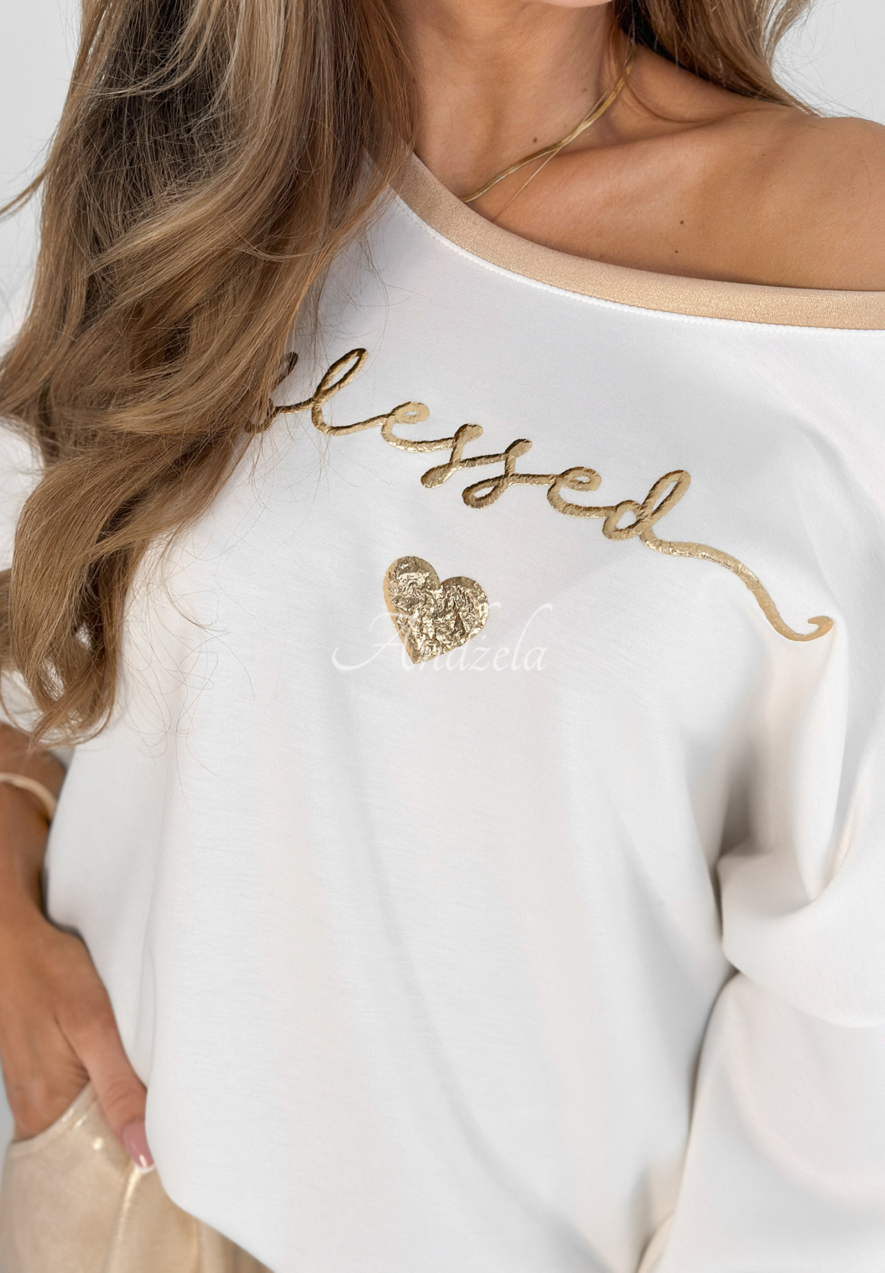 Sweatshirt mit Print Blessed Ecru