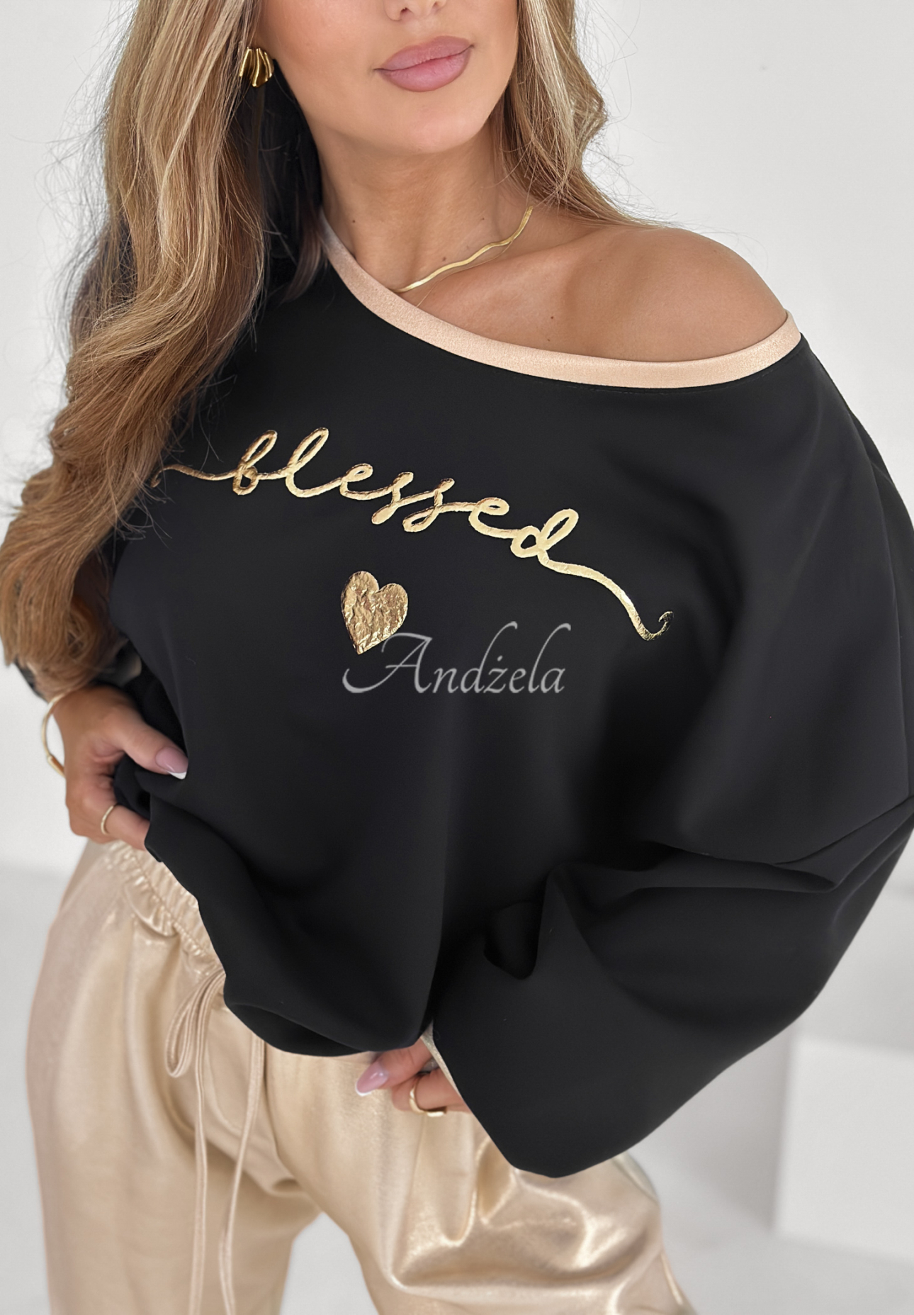 Sweatshirt mit Print Blessed Schwarz