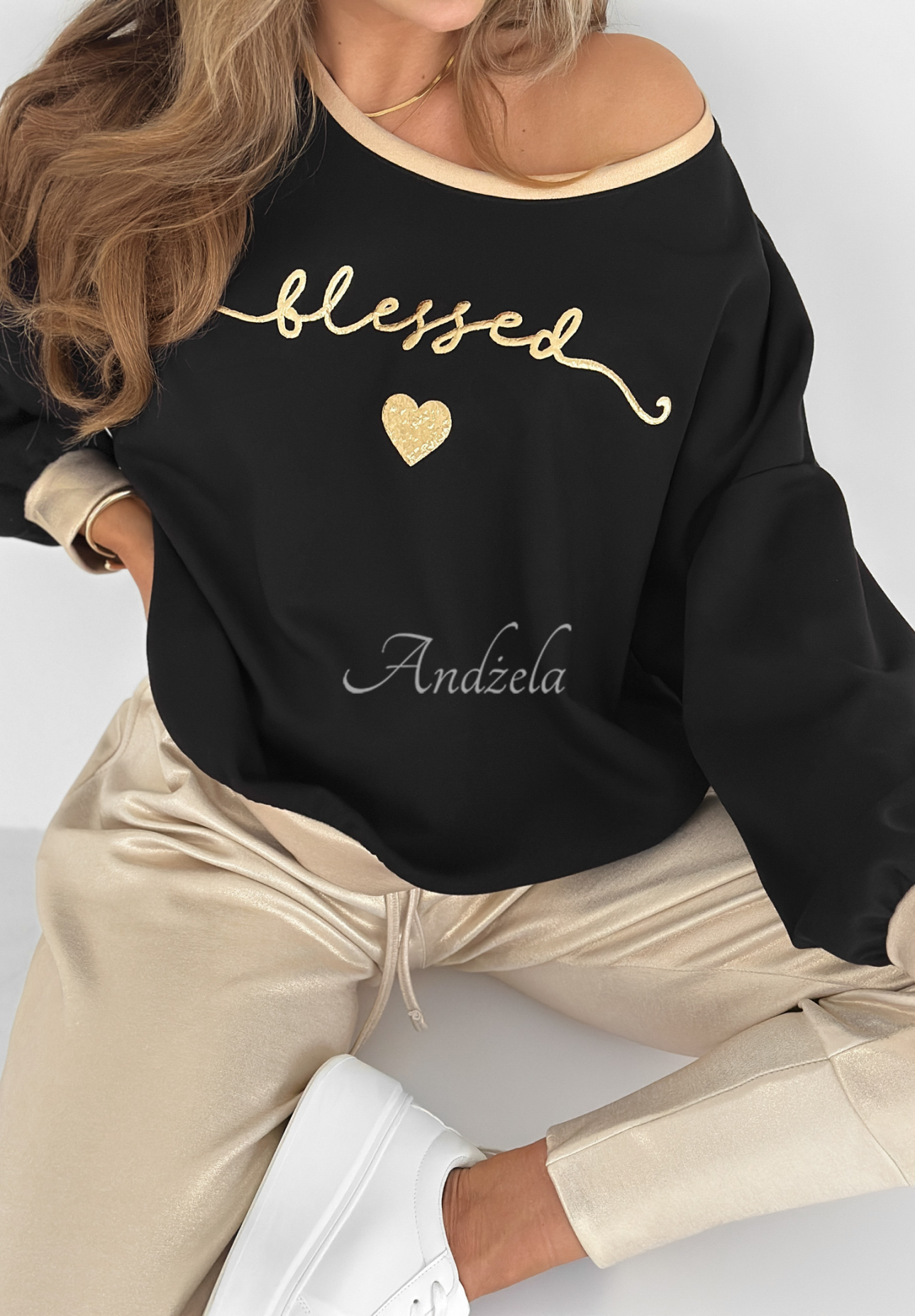 Sweatshirt mit Print Blessed Schwarz