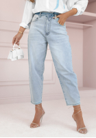 Hose Jeans mom fit She Was Powerful Hellblau