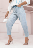 Hose Jeans mom fit She Was Powerful Hellblau