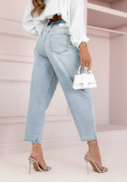 Hose Jeans mom fit She Was Powerful Hellblau