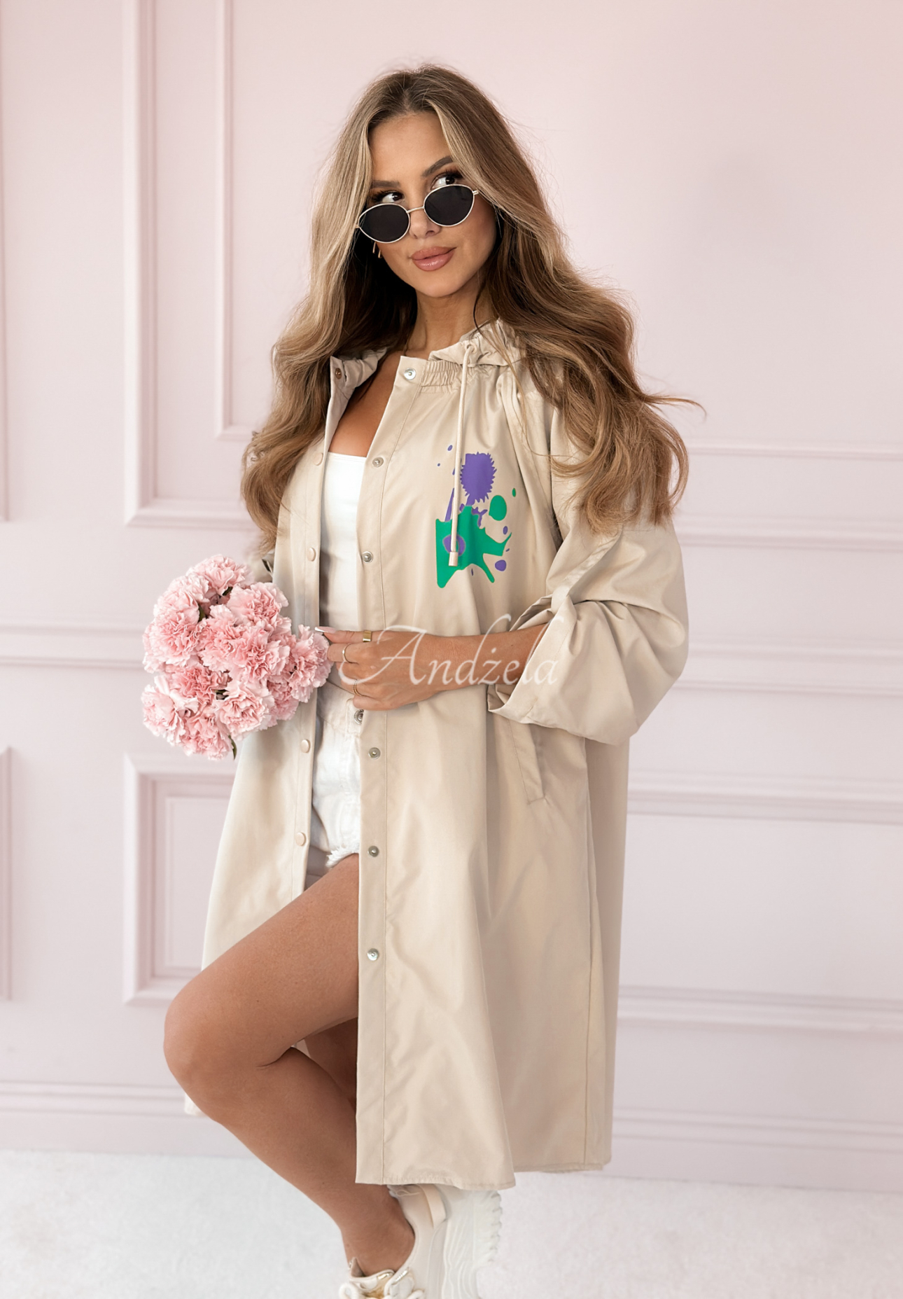 Parka-Jacke mit Prints Modern Age Design Beige