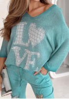 Leicht Pullover oversize z napisem Love Blau