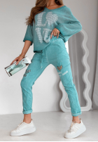 Leicht Pullover oversize z napisem Love Blau