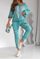 Leicht Pullover oversize z napisem Love Blau