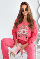 Bawełniana Bluse longsleeve z nadrukiem Enjoy Today Rosa