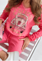 Bawełniana Bluse longsleeve z nadrukiem Enjoy Today Rosa