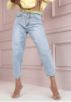 Hose Jeans mom fit z paskiem For A While Blau