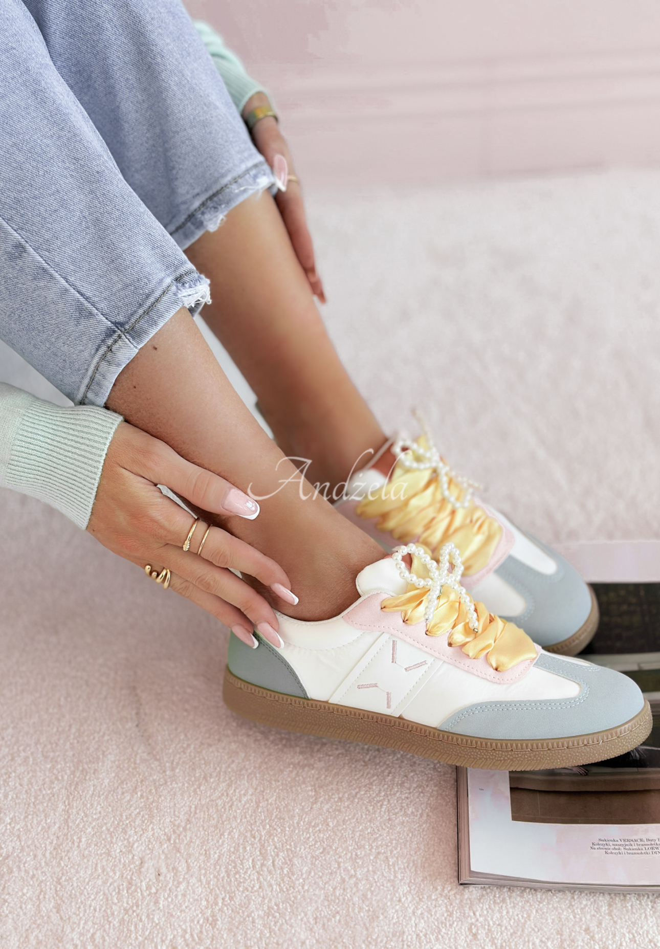 Sneaker mit Schleifen Cute Way weiß-Himmelblau