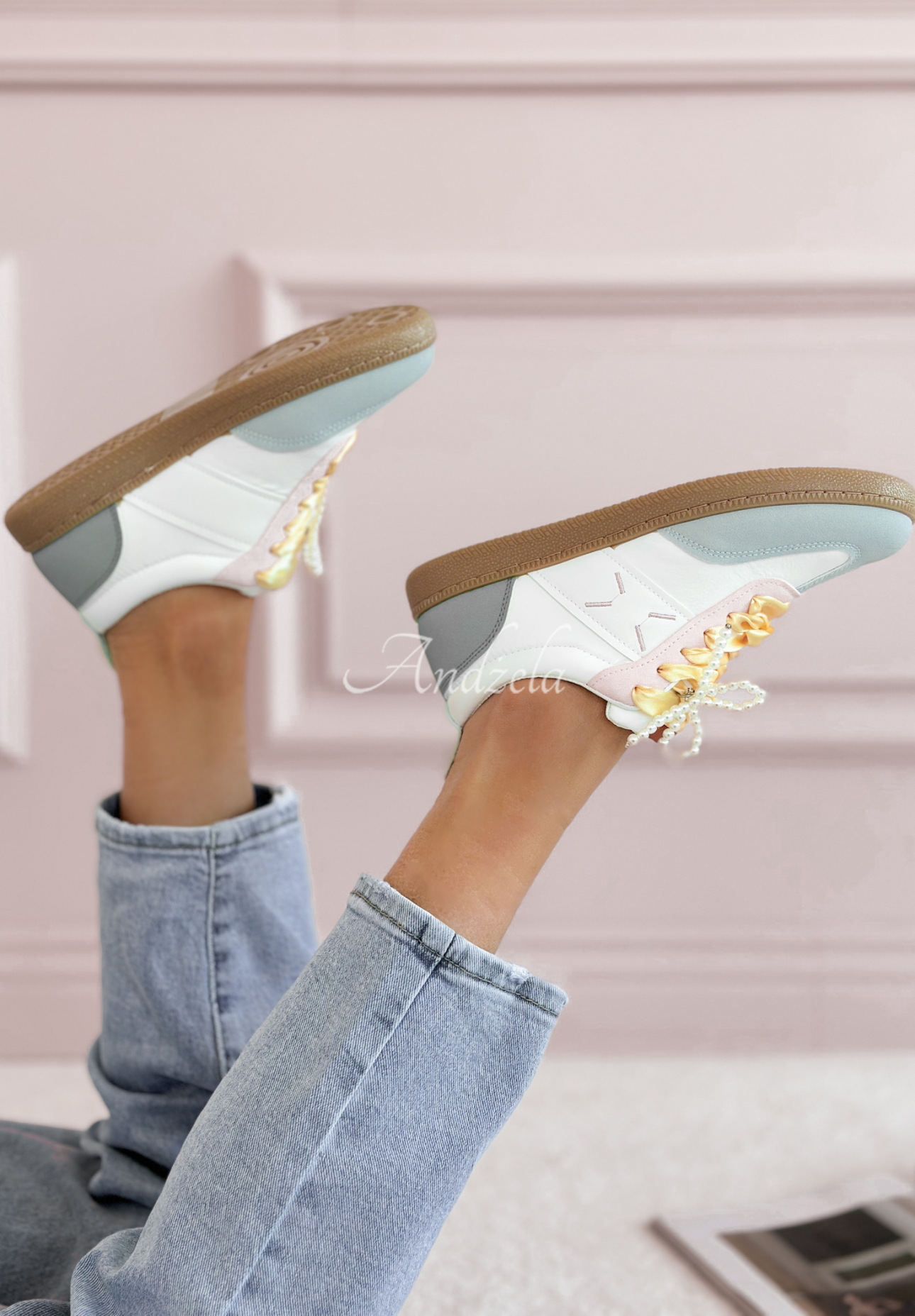 Sneaker mit Schleifen Cute Way weiß-Himmelblau