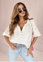 Bluse w serduszka My Hearties biało-Rosa