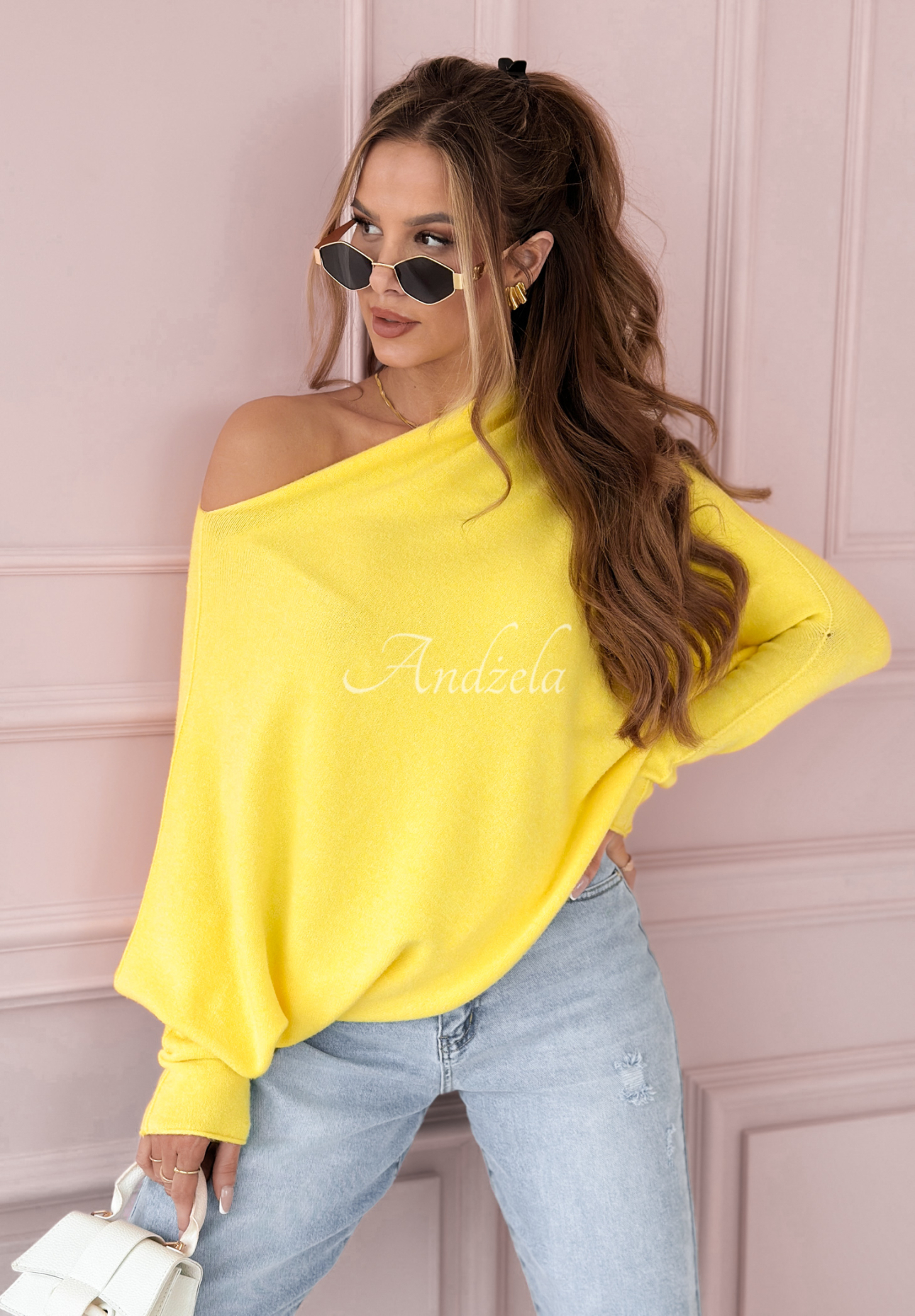 Sweter oversize Found Each Other żółty