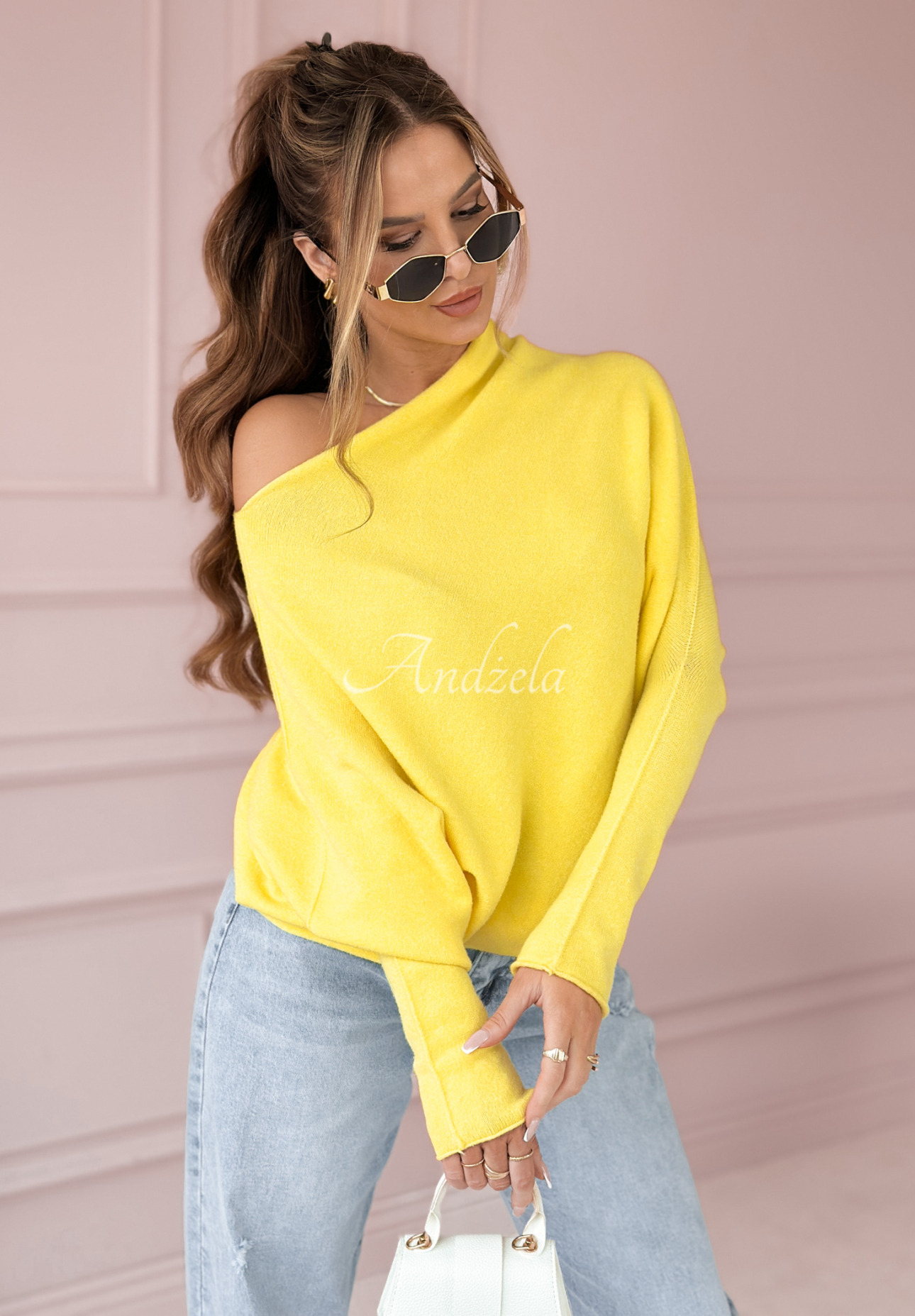 Sweter oversize Found Each Other żółty