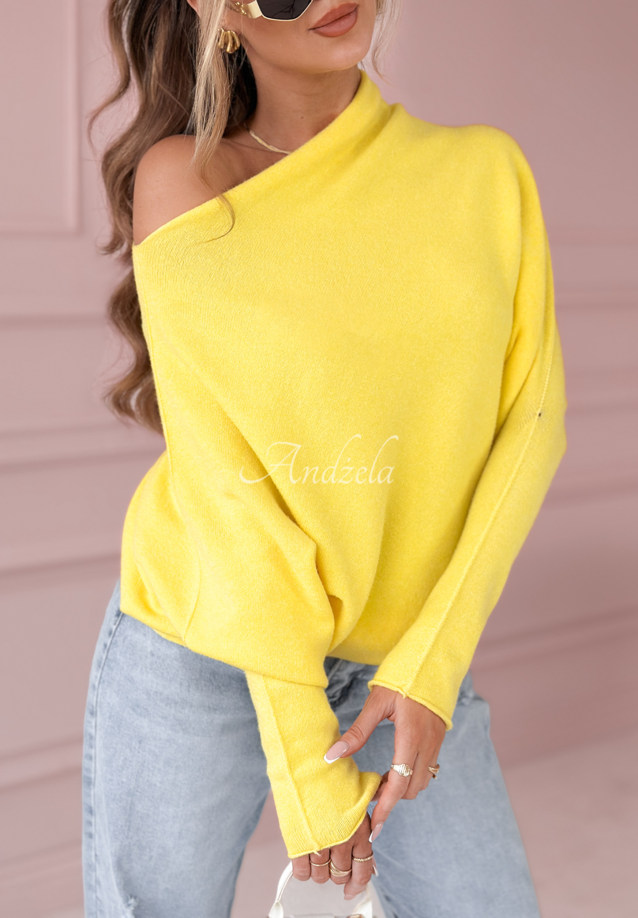 Sweter oversize Found Each Other żółty