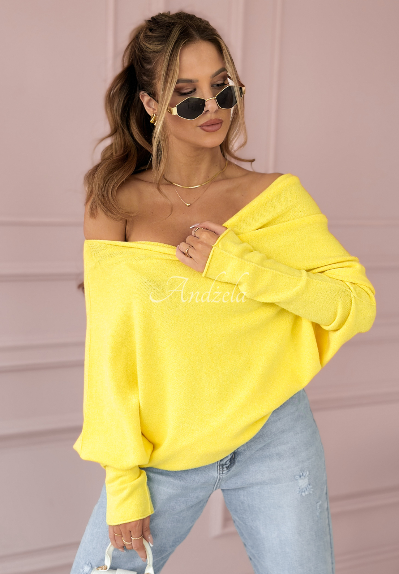 Sweter oversize Found Each Other żółty