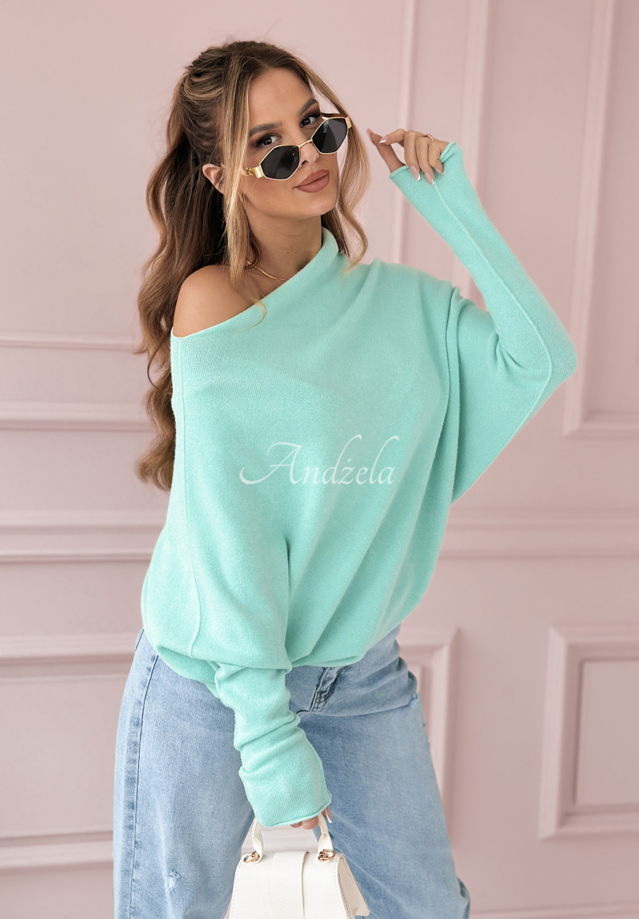 Sweter oversize Found Each Other miętowy