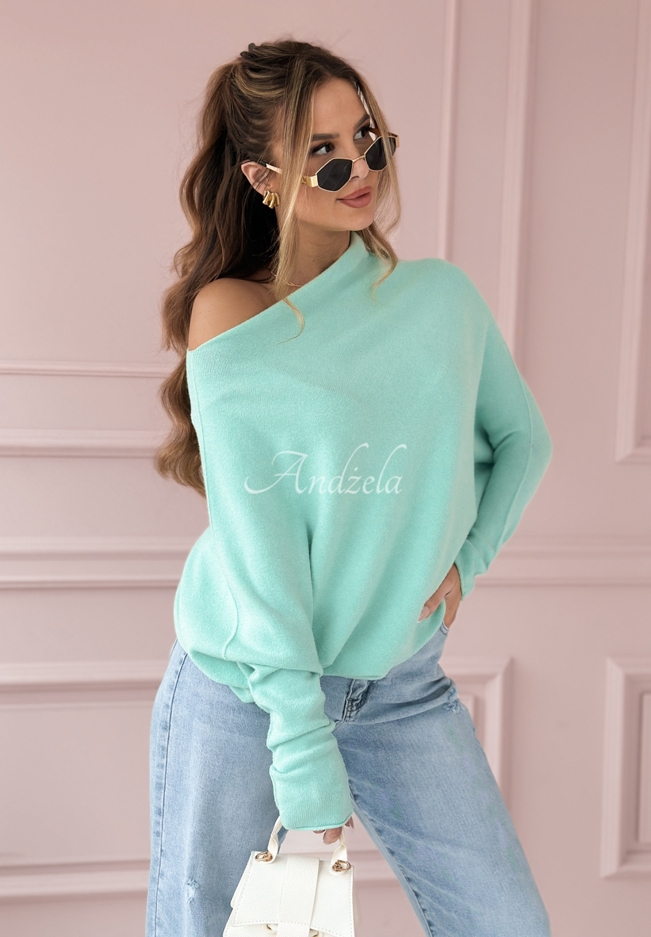 Sweter oversize Found Each Other miętowy